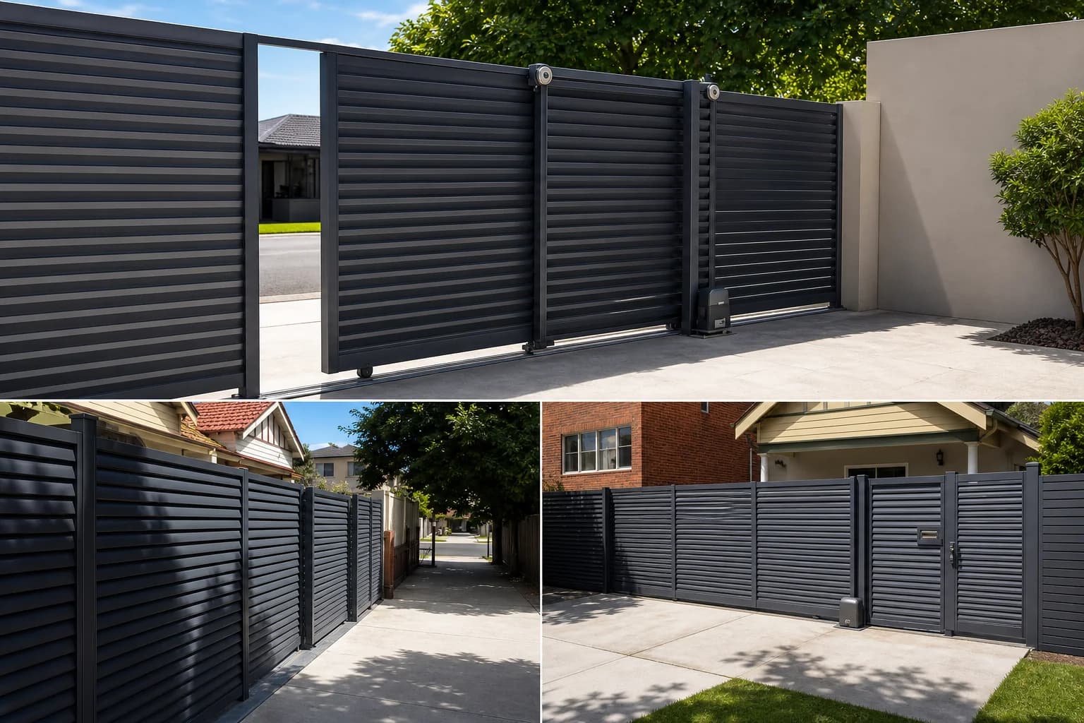 Modern automated telescopic gate with overlapping panels