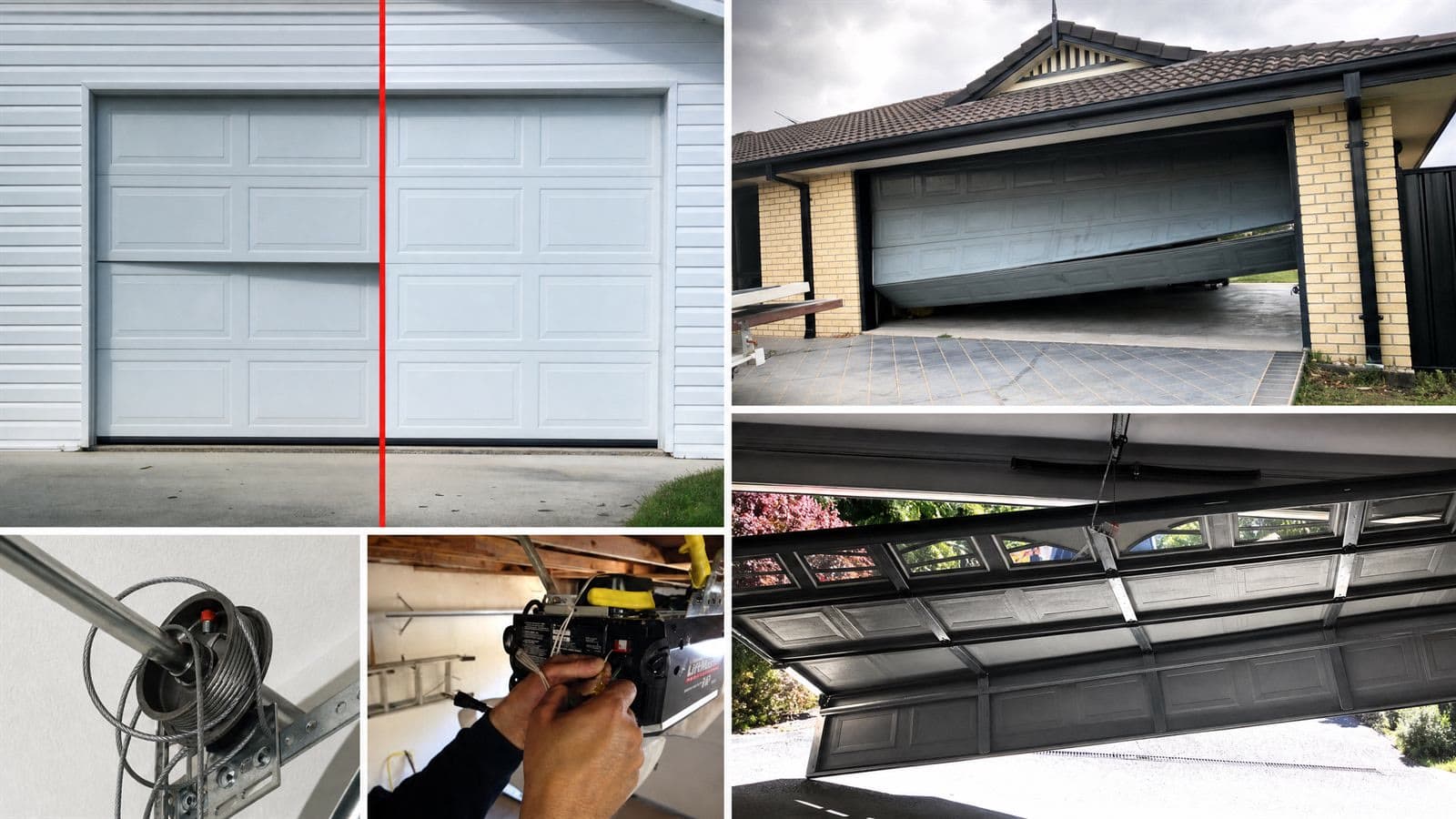 Technician carrying out an emergency garage door repair